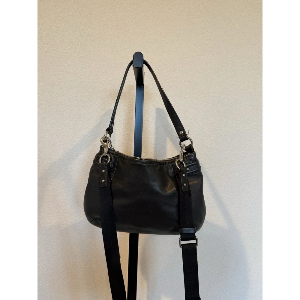 VTG Coach‎ Daisy Black Leather Shoulder Bag with Silver Hardware, 2 tags Y2K